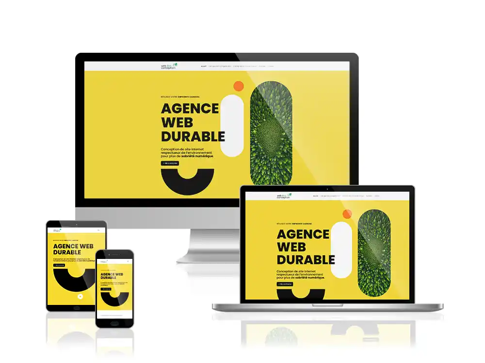 Plusieurs écrans d'un site en eco conception